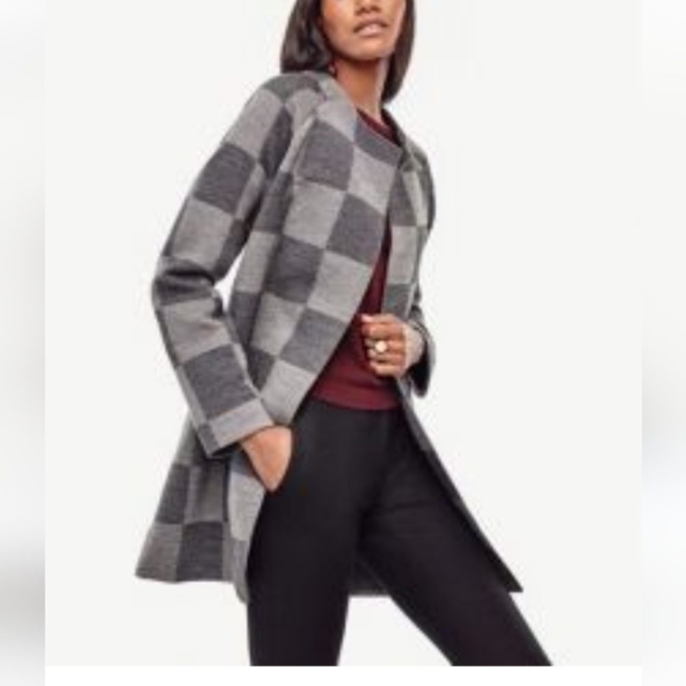 Ann Taylor 100% wool open front sweater coat small flaws